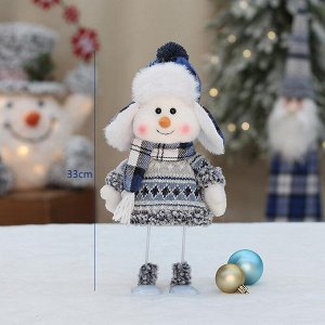 Фигурка новогодняя снеговик качающийся на пружине