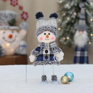 Фигурка новогодняя снеговик качающийся на пружине