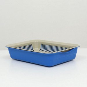Лоток с сеткой 34,5 х 25,5 х 7,5 см, бежевый/синий