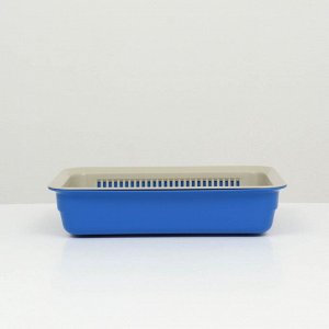 Лоток с сеткой 34,5 х 25,5 х 7,5 см, бежевый/синий