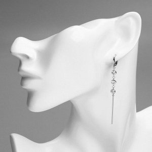 Серьги висячие со стразами XUPING капли, цвет белый в серебре
