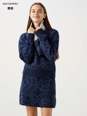 UNIQLO - юбка с цветочным узором от Marimekko из шерсти ягненка - 69 NAVY