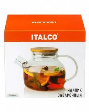 Чайник заварочный (ITALCO GLASS TEAPOT) [1000мл, 650гр., стекло, бамбук]