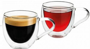 Набор из 2х чашек (ITALCO DOUBLE WALL GLASS CUPS) [250 мл., стекло]