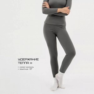 Термобельё женское Resport, комплект: лонгслив, лосины, 48, серое