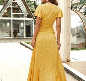 Платье с принтом,жёлтый