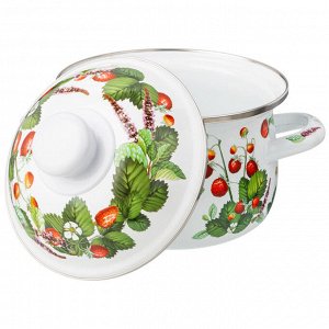 Эмалированная кастрюля с крышкой "Фруктовая корзина", 1.5 л, 16x10 см, 1 шт.