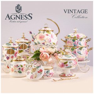 Чайник эмалированный Agness Vintage Elegance 2,2 л с титановым покрытием, европейский дизайн, 1 шт.