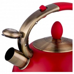 Чайник AGNESS Tudor Pro 3.0 л с термоаккумулирующим дном и индукцией, нержавеющая сталь, со свистком, 1 шт.
