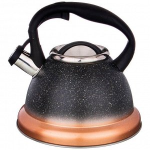 Чайник AGNESS Mercury 3л с капсульным термоаккумулирующим дном и свистком, нержавеющая сталь, Soft Touch ручка, для всех типов плит, 1 шт.