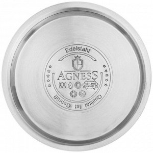 Чайник AGNESS Mercury 3л с капсульным термоаккумулирующим дном и свистком, нержавеющая сталь, Soft Touch ручка, для всех типов плит, 1 шт.