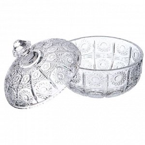 Элегантная конфетница с крышкой "Muza Crystal" - 250 мл, 11,5x11,5 см, высота 11 см, 1 шт.