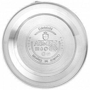 Чайник AGNESS ThermoSteel 3.0 л со свистком — премиум нержавеющая сталь, термоаккумулирующее дно, индукция, 1 шт.