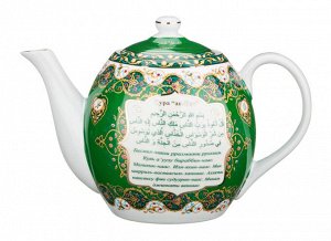 Чайник фарфоровый LEFARD "Сура Ан-Нас" 1400 мл с золотым восточным орнаментом — эксклюзивный мусульманский подарок, 1 шт.