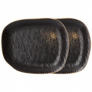 Элегантный набор обеденных тарелок "Midnight Gold" – 2 шт. (26,5x21x3,5 см), 1 шт.