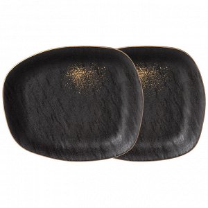 Элегантный набор закусочных тарелок "Midnight Gold" - 2 шт. (22x18.5x3 см), 1 шт.