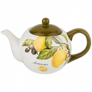 Чайник из доломитовой керамики AGNESS Lemon Tree, 900 мл — стильный акцент для сервировки и идеальный подарок, 1 шт.