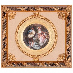 Стильное настенное панно с багетом 48x42 см, диаметр 25 см, 1 шт.