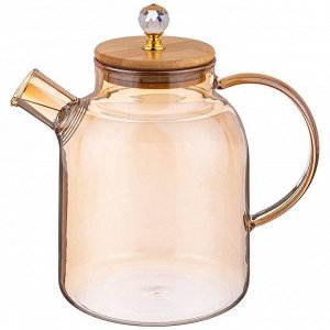 Заварочный чайник из жаропрочного стекла и бамбука Amber 1,7 л с фильтром – стиль и экологичность для вашего чаепития, 1 шт.
