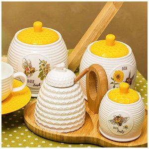 Стильная банка для хранения "Honey Bee" с крышкой, 750 мл, 13x12 см, 1 шт.