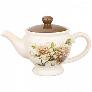 Заварочный чайник AGNESS Collis Memory из доломитовой керамики, 850 мл, элегантный бежево-коричневый дизайн, 1 шт.