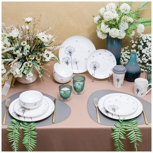 Фарфоровый чайный набор Dandelion Elegance на 6 персон, 12 предметов (чашки 300 мл + блюдца), 1 шт.