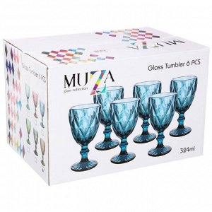 Элегантный набор бокалов для вина "Ромбо" из 6 штук, серия "Muza Color", 320 мл, высота 17 см, 1 шт.