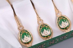 Элитный набор чайных ложек "Мечеть" из коррозионностойкой стали, 6 шт. — Восточный стиль и золотая отделка, идеальный мусульманский подарок, 1 шт.