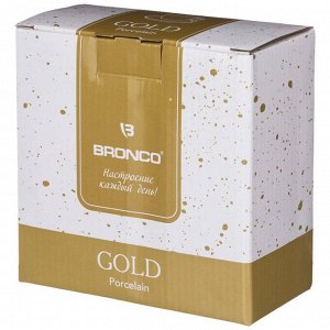 Чайная пара BRONCO GOLD Elegance, 200 мл — фарфор с золотым декором, современный стиль, 1 шт.