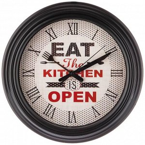 Настенные кварцевые часы "Chef Kitchen" - черные, диаметр 31 см, циферблат 22,5 см, 1 шт.