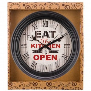 Настенные кварцевые часы "Chef Kitchen" - черные, диаметр 31 см, циферблат 22,5 см, 1 шт.