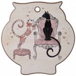 Подставка под горячее &quot;Парижские коты&quot; 16x16 см - Элегантный декор для вашего стола, 1 шт.