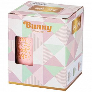 Кружка с крышкой и ложкой Bunny 390 мл, розовая - идеальный аксессуар для вашего чая и кофе, 1 шт.