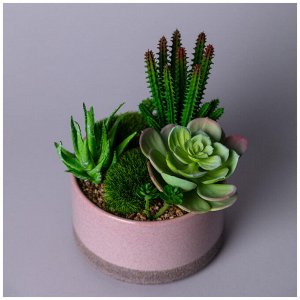 Искусственный суккулент в горшке (16x17 см) - Элегантное украшение для интерьера, 1 шт.