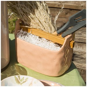 Подставка для кухонных принадлежностей "Meadow" - 21,5x13,5x16,5 см, цвет Пудровый, 1 шт.
