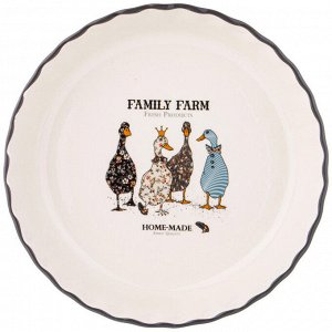 Керамическая форма для запекания AGNESS Family Farm с гусиной парой, круглая, 2,1 л — для идеальной выпечки и эффектной сервировки, 1 шт.