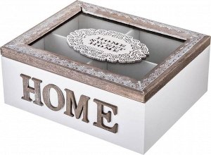 Элегантная чайная шкатулка с 4 секциями из коллекции "HOME", 20x17x8 см, 1 шт.