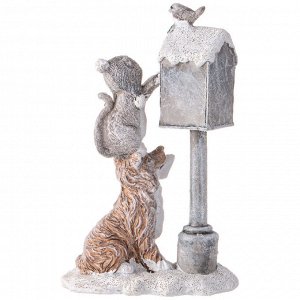Статуэтка "Дружба собаки и кошки" 10,5x6x16,5 см - Идеальный подарок для любителей животных