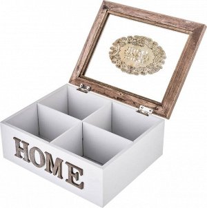 Элегантная чайная шкатулка с 4 секциями из коллекции "HOME", 20x17x8 см, 1 шт.