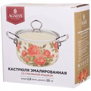 Эмалированная кастрюля с стеклянной крышкой "Секретные ингредиенты", 2.8 л, 20x12 см, 1 шт.
