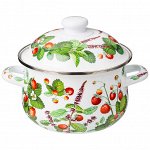 Эмалированная кастрюля с крышкой &quot;Фруктовая корзина&quot;, 2.0 л, 18x11 см - идеальный выбор для вашей кухни, 1 шт.