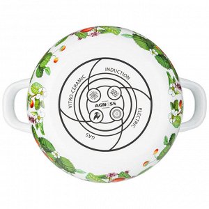 Эмалированная кастрюля с крышкой "Фруктовая корзина", 2.0 л, 18x11 см - идеальный выбор для вашей кухни, 1 шт.