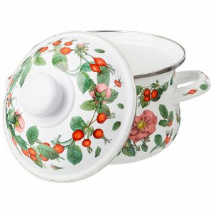 Эмалированная кастрюля с крышкой "Шиповник", 1.5 л, 16x10 см, 1 шт.