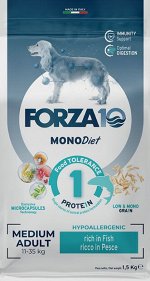 Пробник! Сухой гипоаллергенных корм Forza 10 Medium Diet Pesce для взрослых собак средних пород Рыба. 1 шт. Супер премиум. Италия