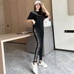 Леггинсы со стразами утепленные