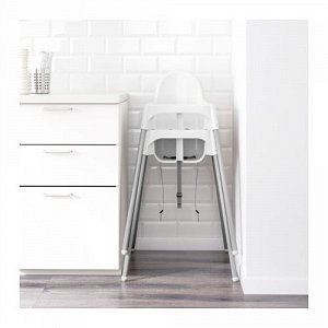 IKEA АНТИЛОП Высок стульчик с ремн безопасн, белый, серебристый