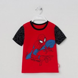 Футболка детская MARVEL "Человек паук", рост 110-116 (32), красный/чёрный