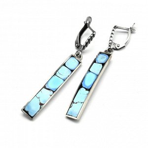 Серьги "Мозаика" из бирюзы 7*36мм.
