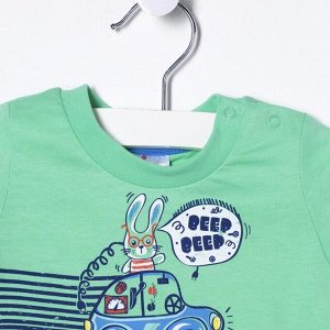 Комплект детский (футболка, шорты), рост 62 см, цвет зелёный