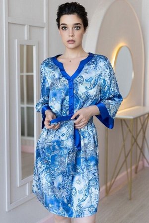 Ariel 3095 Цвет: Синий
Состав: шелк 70%, ПЭ 25%, эластан 5%
Страна: Италия
Бренд: Mia-Amore

Туника Mia-Amore свободного покроя с рукавом длиной ?, выполнена из принтованной смесовой ткани. Планка и
